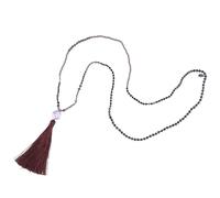 DEJIN Women Tassel Pearl Pendant Facet Crystal Beaded Long Statement Handmade Necklace