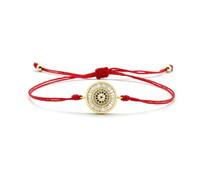 DEJIN Zircon Gold Color Crystal Circles God Of Eyes Bracelet For Women Red/Black Rope Evil Eye Bangle Gift