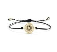 DEJIN Zircon Gold Color Crystal Circles God Of Eyes Bracelet For Women Red/Black Rope Evil Eye Bangle Gift