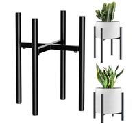 DeJivsin 2pcs Plant Stands Black, Adjustable 21 cm - 35 cm Flower Stand Metal, 2 Height Settings for Indoor and Outdoor Use for Pots with an Outer Diameter of 20-35 cm