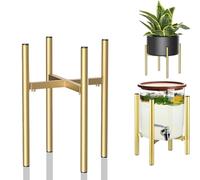 DeJivsin Plant Stand, Indoor Adjustable Plant Pot Stand Metal Gold 21-35cm, Holds Up to 80kg, Metal, Easy Assembly for Garden Patio Corner Bathroom Living Room Balcony Home