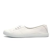 Dek Womens/Girls Low Cut Canvas Shoes/Slip On Pumps with Elastic Lace All White 5 UK