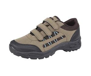 Dek ASCEND Three Touch Fastening Trek And Trail Casual Trainer Shoes - Khaki/Brown Textile/Synth.Nubuck, Small Kids UK 7 / EU 24