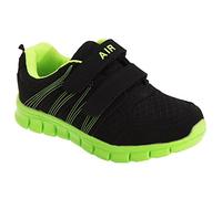 Dek Boys Touch Fastening Super Lightweight Jogger Trainers Black/Lime 9 UK Child