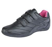 Dek branded compatible with PDQ RAVEN Ladies Budget Trainers White 3 Colours - Black/Fuchsia PU, Ladies UK 8 / EU 41