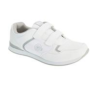 Dek DRIVE Touch Fastening Trainer-Style Bowling Shoes - White/Grey PU/Textile, Mens UK 7 / EU 41