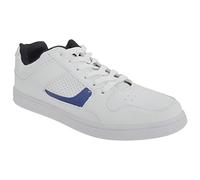 Dek EUSTON Flat All Black Lase Up Casual Sport Trainers - White/Navy Blue PVC, Mens UK 6 / EU 40