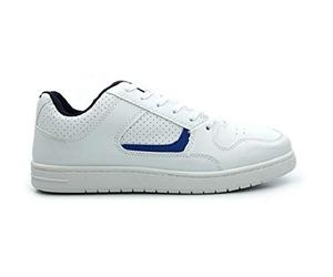 Dek Euston Mens White/Navy Blue Lace Trainers (11 UK, White/Navy Blue)