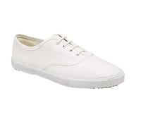 DEK Junior 4 Eyelet Classic School Plimsolls White - White Canvas, Mens UK 12 / EU 46