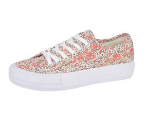 Dek L348BE-3 Womens 6 Eye Soft Canvas Plimsol Shoe Beige Multi, Size 3