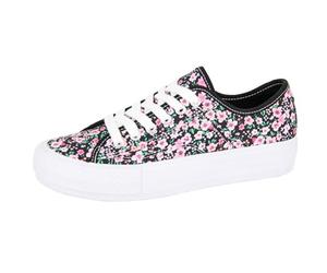 Dek L438A-3 Womens 6 Eye Soft Canvas Plimsol Shoe Black Multi, Size 3
