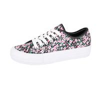Dek L438A-7 Womens 6 Eye Soft Canvas Plimsol Shoe Black Multi, Size 7