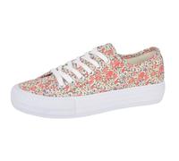 Dek L438BE-4 Womens 6 Eye Soft Canvas Plimsol Shoe Beige Multi, Size 4