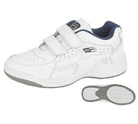 DEK Mens Arizona Wide Fit Touch Fastening Coated Leather Trainers White (E Fitting)