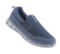 DEK Mens Super Lightweight Memory Foam Slip On Elasticated Breathable Mesh Casual Sneaker Pumps Trainers (Navy, Numeric_9)