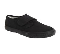 Dek Men's Touch Fastening Black Canvas Plimsolls | Size: 4 Dek Black 4