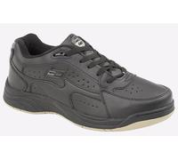Mens Black Coated Leather Fuller Fitting Lace Up Trainer - Sancho - Black - size UK Mens Size 11