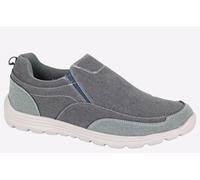 Mens Canvas Casual Shoes Slip On Lightweight Memory Foam Twin Gusset Trainers Size - Blue - UK 9