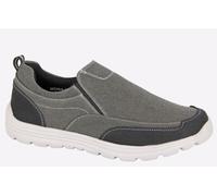 Mens Canvas Casual Shoes Slip On Lightweight Memory Foam Twin Gusset Size Trainers - Black - UK 11