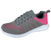 Dek, T734F-8 Womens Superlight Lace-up Flyknit Trainers/Joggers, Grey/Pink, Size 8 UK