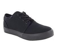 Dek Ted All Black 4 Eye Deck Lace Up Canvas Summer Shoes - Black Canvas, Mens UK 9 / EU 43