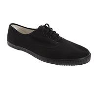 Dek Unisex 4 Eyelet PE School Plimsolls Canvas Shoes - Black Canvas, Mens UK 8 / EU 42