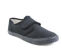 Dek Unisex Boys Kids Touch Fasten Canvas Back to School Uniform PE Pumps Sports Trainers Plimsolls (Black, Numeric_4)