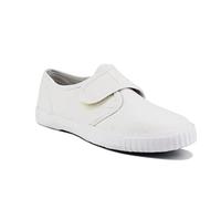 Dek Unisex Boys Kids Touch Fasten Canvas Back to School Uniform PE Pumps Sports Trainers Plimsolls (White, Numeric_8)