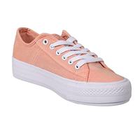 Dek Womens Canvas Shoes Lace Up Trainers Casual Gym Plimsoll Flat Pump Platform Coral Pink 7