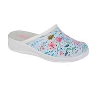 Dek Women's Floral Leather Clogs in Baby Blue | Size: 6 Dek Baby Blue 6