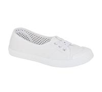 Dek Womens/Girls Low Cut Canvas Shoes/Slip On Pumps with Elastic Lace All White 7 UK