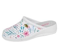 Dek Womens Lightweight Wedge Heel Clog Sandals Size 3 Girls Clogs Size 5 Ladies Clogs Real Leather Insole White Floral