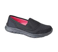 Dek Womens Textile Twin Elastic Gusset Leisure Shoe Trainers - Black Textile, Ladies UK 4 / EU 37