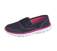 Dek Womens Textile Twin Elastic Gusset Leisure Shoe Trainers - Navy Textile, Ladies UK 3 / EU 36