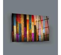 DEKADRON Colored Woods Wall Decor, Glass Wall Art, Frameless Free Floating Tempered Glass Panel, Living Room Decoration (27.5”W x 39.3”H - 70x100cm)