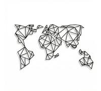 DEKADRON Geometric World Map Wall Art - 3D Wall Silhouette Metal Wall Decor for Home Office Bedroom Living Room - Wall Sculpture (59" W x 34" H / 150x86cm)