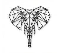 DEKADRON Metal Wall Art- Geometric Elephant Head -3D Wall Silhouette Metal Wall Decor Home Office Decoration Bedroom Living Room Decor Sculpture (17" W x 18" H/44x46cm)