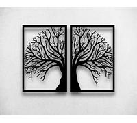 DEKADRON Metal Wall Decor, Tree 2 Panel, Home Living Room Decor, Wall Sign, Metal Wall Art, Interior Decoration, Indoor Outdoor Hangings (*47" W x 35" H / 120x90cm)