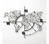 DEKADRON Metal World Map Compass Wall Art Decoration Metallic Sign (117x91)