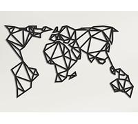 DEKADRON Metal World Map Wall Art - Geometric World Map - 3D Wall Silhouette Metal Wall Decor Office Decoration Bedroom Living Room Decor (101x58cm)