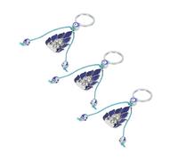 Dekaim 3Pcs Blue Eye Elephant Keychain Stylish Decorative Metal Elephant Pendant Keychain for Bags Keys Car Decoration