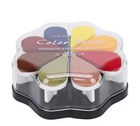 Dekaim 8 Colors Stamp Pad Set，Petal Shape Schedule Book Scrapbook，Colorful DIY Stamp，Ink Pad Painting Accessory(1007)