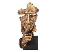 Dekaim Keep Silence Statue Silence Is Gold Thinker Statue, Antique Finish Resin Sculpture for Family Office Library