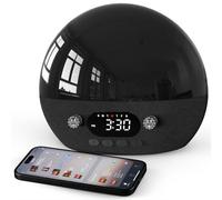Dekala RestOnn Sunset Sound Machine Sunrise Alarm Clock White Noise Natural Sounds Amber Night Light, 7-day Programmable Dual Alarm Clock, Bluetooth Speaker, 3000mAh Battery Backup, App Control, Black