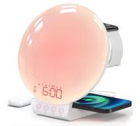 DEKALA Sunrise Alarm Clock with Wireless Charger, White Noise Sound Machine, Night Light w/ 11 Light & 15 Sounds, Alarm Clocks for Bedrooms, Compatible with Apple Watch/Airpods/iPhone