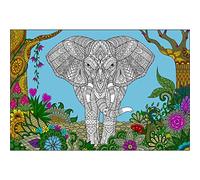 Dekali Designs Elephant Coloring Poster (35 x 52 Inches Large) | Giant Coloring Poster for Adults and Kids with Jungle Scene (Folded)