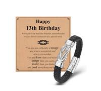 DEKALN 13th 16th 18th 21st Birthday Gifts for Boys | Infinity Leather Bracelet for 13 16 18 21 Year Old Boy, Christmas Birthday Presents for Son Grandson Nephew Him