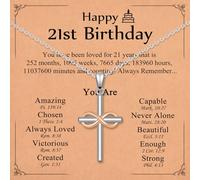 DEKALN 13th 16th 18th 21st Birthday Gifts for Girls, Silver Cross Necklace | Cross Pendant with Infinity Symbol, Sister Best Friend Daughter Girls Birthday Presents with Cards