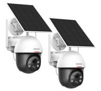 DEKCO Security Cameras Wireless Outdoor, Solar and Battery Powered, Panoramic Pan Tilt Zoom, Auto Tracking, 2K Night Vision, Spotlight, 2-Way Talk, 2 Pack