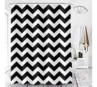 DeKeLaiFu Black and White Shower Curtain Striped Fabric Chevron Pattern, Simple Modern Shower Curtains Bathroom Curtains Decor, Waterproof Weighted, 150x180cm (DeKeLaiFuchebw29-15)
